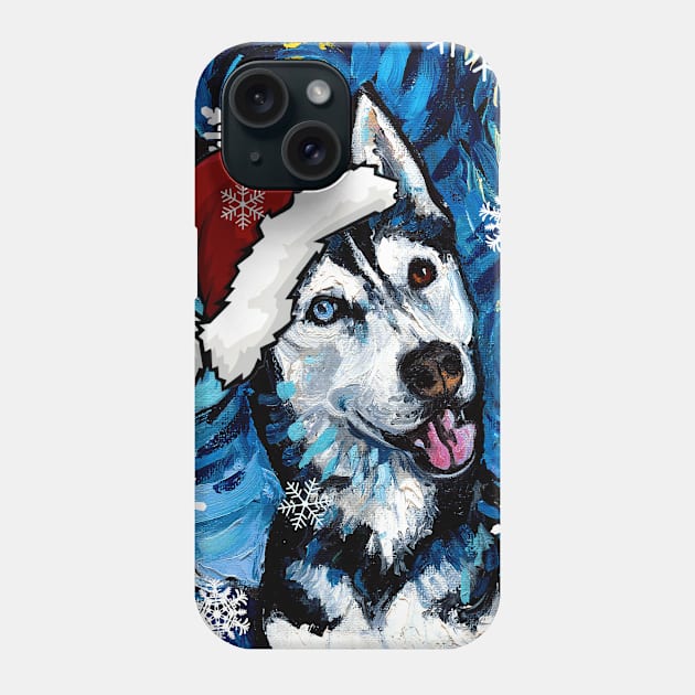 Happy Husky Santa Phone Case by sagittariusgallery