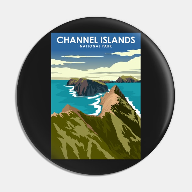 Channel Islands National Park Vintage Minimal Retro Travel Poster Pin by jornvanhezik