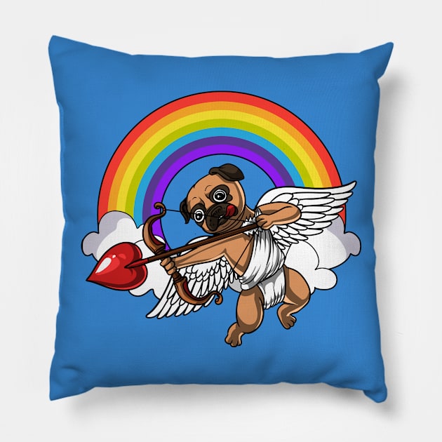 Pug Dog Cupid Pillow by underheaven