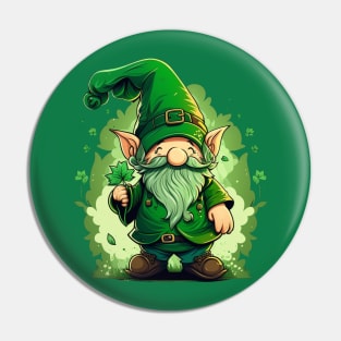 Features a green gnome s day Saint Patric Pin