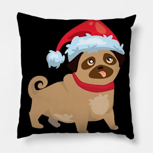 Christmas pug with hat Pillow