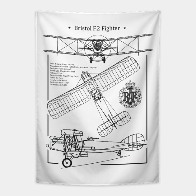 Bristol F.2 Fighter Blueprint Tapestry by Distant War