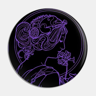 Alphonse Mucha Primevere Violet Neon Pin