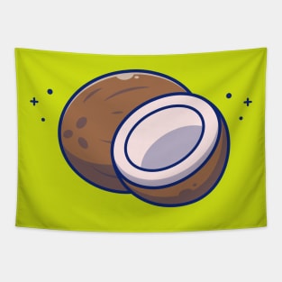 Coconut And Slices Of Coconut Cartoon Tapestry