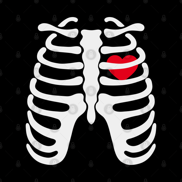 Skeleton Shirt Rib Cage Heart T-Shirt Skeleton X-Ray Ribcage TShirts Gift for Men and Women by Hobbybox