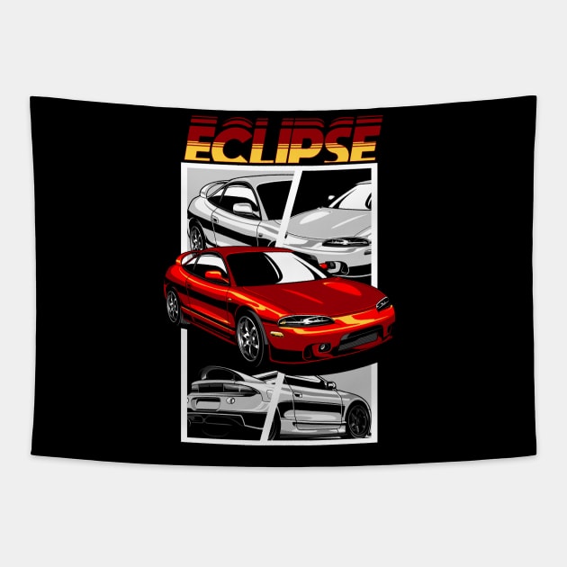 Mitsubishi Eclipse in Red mix max Tapestry by aredie19