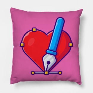 Love With Pen Tool Cartoon Vector Icon Illustration Pillow