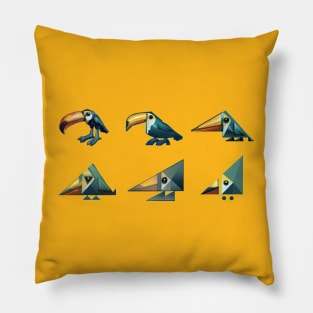 Toucan Stylized Triangular Arrangement Pillow