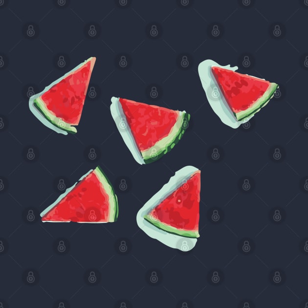 Watermelon Delight: Blue and Red Watermelon T-Shirt by Pas Intéressé