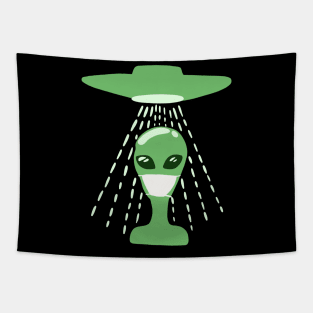 Alien In Face Mask - Social Distancing Quarantine Drawing Tapestry