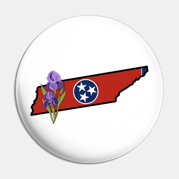 State of Tennessee Flag with State Flower Iris 3 Pin by Gsallicat