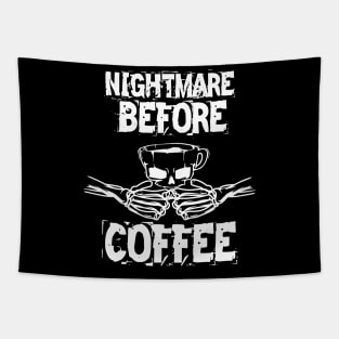 Funny cute Skeleton Before Coffee Coffee Fall Autumn Halloween Tapestry