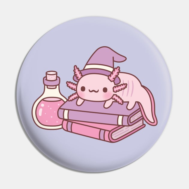 Cute Axolotl On Books Witches Familiar Pin by rustydoodle