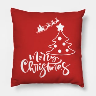 Merry Christmas with Santa on sleigh with reindeer Pillow