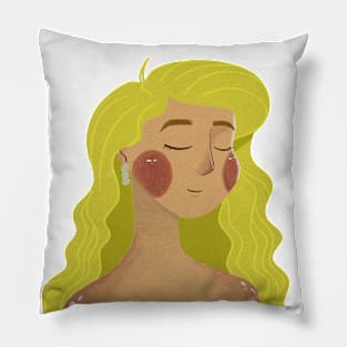 Blonde Long Hair Elegant Lady Pillow