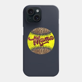 Softball glitter mama leopard print Phone Case