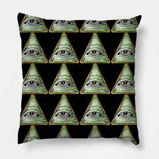 The Money god art triangle illustration repetion pattern set collage with black background Pillow