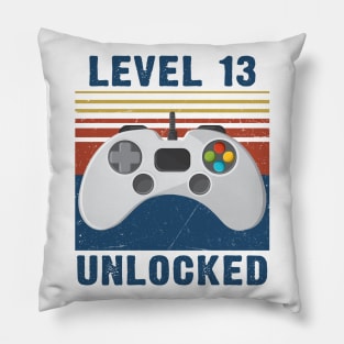 Level 13 unlocked funny gamer 13th birthday Pillow