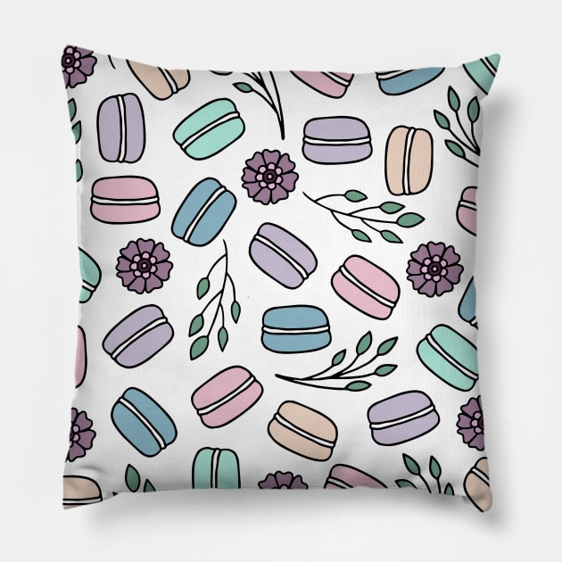 Macarons and Flowers | Dessert | French | Cafe | Macaroons Pillow by HLeslie Design