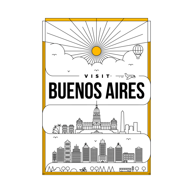 Buenos Aires Minimal Lineal Poster by kursatunsal