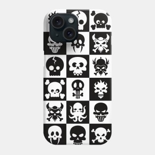 Black and White Skull Checkerboard Pattern Phone Case