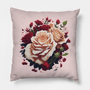 Wedding bouquet of red and white roses Pillow