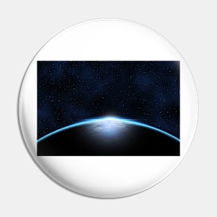 Giant blue planet against starry cosmos sky Pin