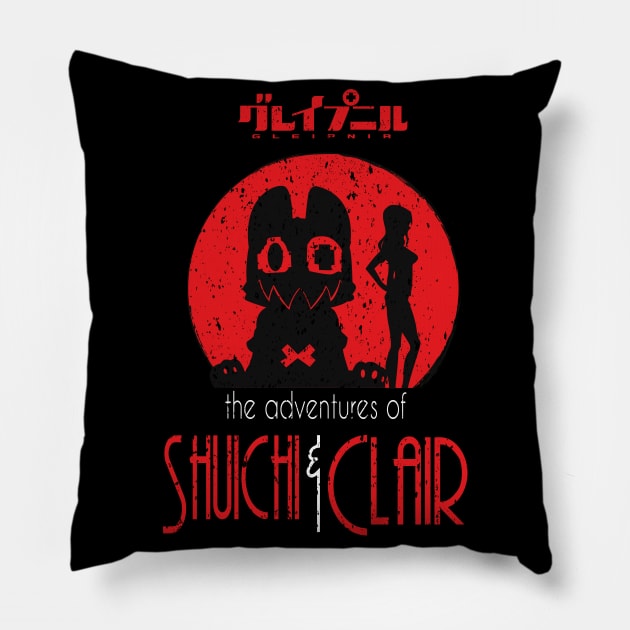 GLEIPNIR: THE ADVENTURES OF SUICHI & CLAIR (BLACK) GRUNGE STYLE Pillow by FunGangStore