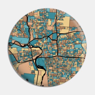 Columbus Map Pattern in Mid Century Pastel Pin