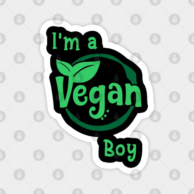 Kids Vegan prints for Boys Funny I'm a Vegan Boy Nutrition Tee Magnet by merchlovers