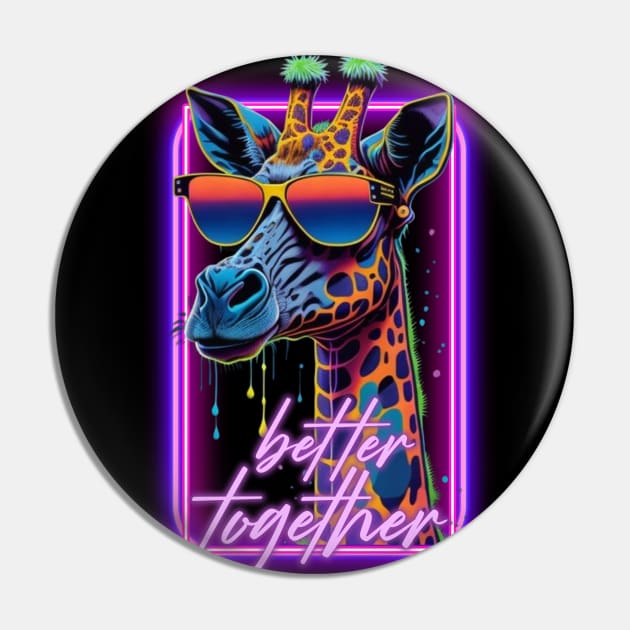 Neon Giraffe with Sunglasses Motivational Quotes Pin by ReaBelle