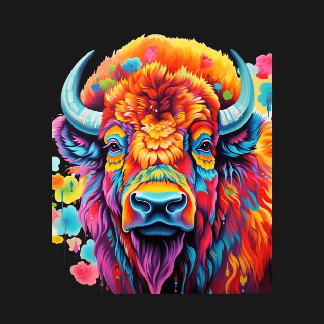 Bison Colorful American Bison by Ross Holbrook