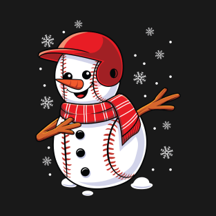 Christmas Dabbing Snowman Baseball Player Xmas Dab Dance T-Shirt