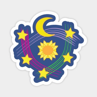 Celestial Design, moon, stars, sun Magnet