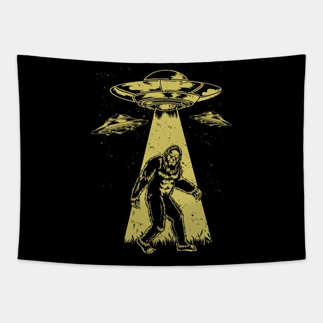 Bigfoot UFO Abduction Sasquatch Alien Believer Tapestry by HCMGift