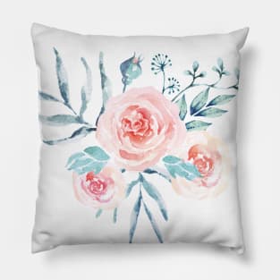 Pink Watercolor Rose Pillow