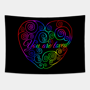 Rainbow You Are Loved Heart Tapestry