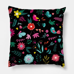 Floral Bliss_Black Pillow