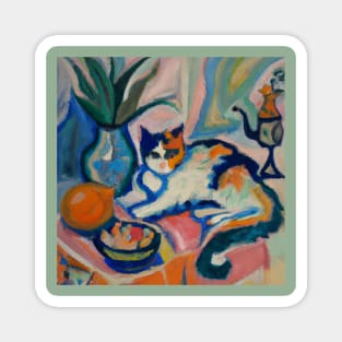 Still Life With a Cat in the Style of Matisse Magnet