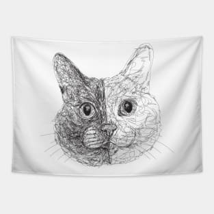 Cat draw with scribble art style Tapestry