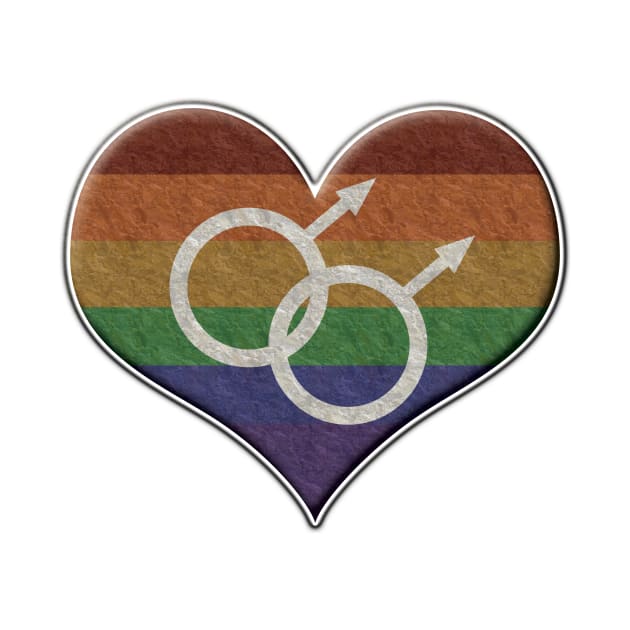 Large Gay Pride Rainbow Colored Heart with Male Gender Symbols by LiveLoudGraphics