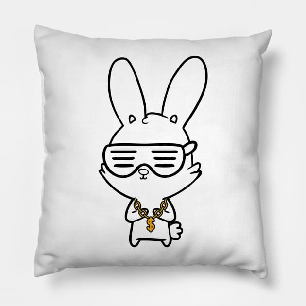 Rabbit with Drip, Funny,Easter, Spring, Drip, Gold Chain, Pillow by Kristalclick 