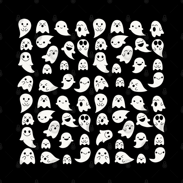 Cute Kawaii Ghost pattern by valentinahramov