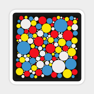 red blue white and yellow pop art polka dot pattern Magnet