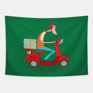 Pizza Delivery Scooter Boy Tapestry