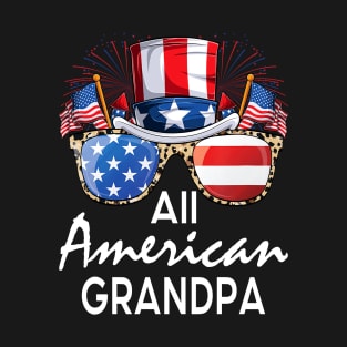 All American Grandpa 4th of July USA America Flag Sunglasses T-Shirt