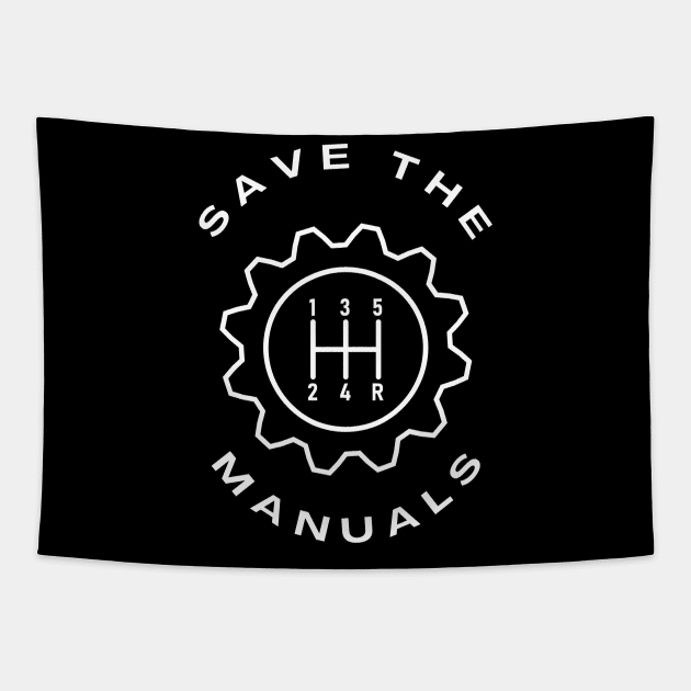 Save The Manuals Car Gearshift Tapestry by Lasso Print