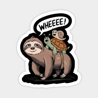 "Slow Ride, Fast Fun: Sloth, Snail, Turtle Magnet