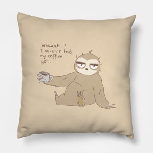 Cute Lazy Sloth With Coffee Drawing Pillow