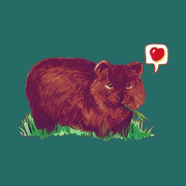 Wombat Love - Cute Cartoon Wombat by FishWithATopHat